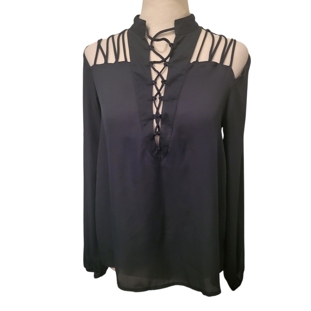 BKE Boutique Open Shoulder Top Green sz XS